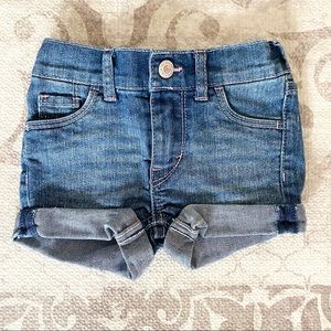 Levi’s shorty short baby girls blue jean shorts 12 mo like new